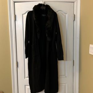 Donna Salyers Fabulous Furs maxi sweater with faux fur collar